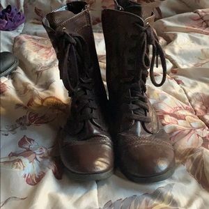 Brown combat boots